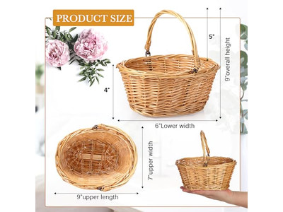 Conjuntos de Cestas de Picnic para Niños para 6 Cesta de Plástico Juguete con Asa de Madera Profunda