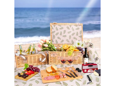 Cesta de Picnic de Juguete para Niños de 1 Año Cestas de Ratán Personalizadas Alfombra y Conjuntos de Regalo