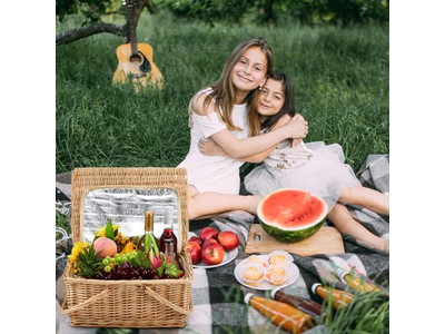 Cesta de Picnic con Correa de Hombro Mimbre para 4 Personas Bolsas de Cestas