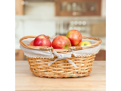 Cesta de Picnic de Mimbre Amarillo Grande para Exteriores Rosa con Tapa Aislada Grande