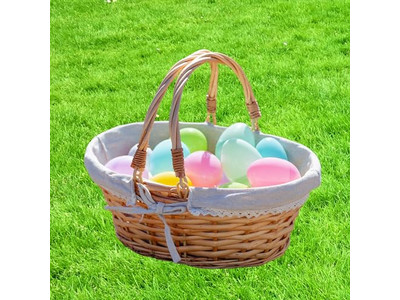 Cesta de Picnic de Mimbre Amarillo Grande para Exteriores Rosa con Tapa Aislada Grande