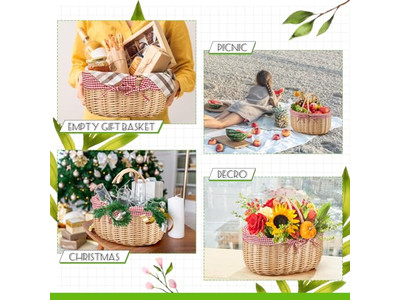 Conjunto de Picnic para 2 con Mesa Cesta Plegable Tapa Plana Caja de Mimbre Tejida