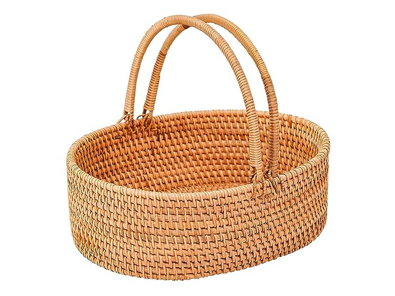 Cesta de Almacenamiento de Frutas y Bocadillos de Picnic Mini Tejida Regalos de Granjeros de Caña