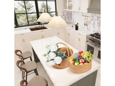 Cesta de Almacenamiento de Frutas y Bocadillos de Picnic Mini Tejida Regalos de Granjeros de Caña