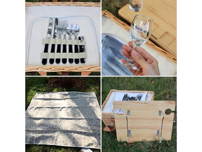 Cesta de Picnic de Madera Vintage en Forma de Corazón Hecha a Mano Gran Capacidad Suave