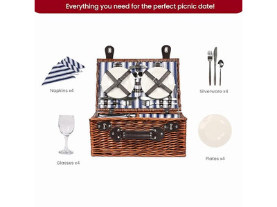 Cesta de Picnic de Algodón para Niños Plástico Portátil Aislada con Tapa de Madera Hongo